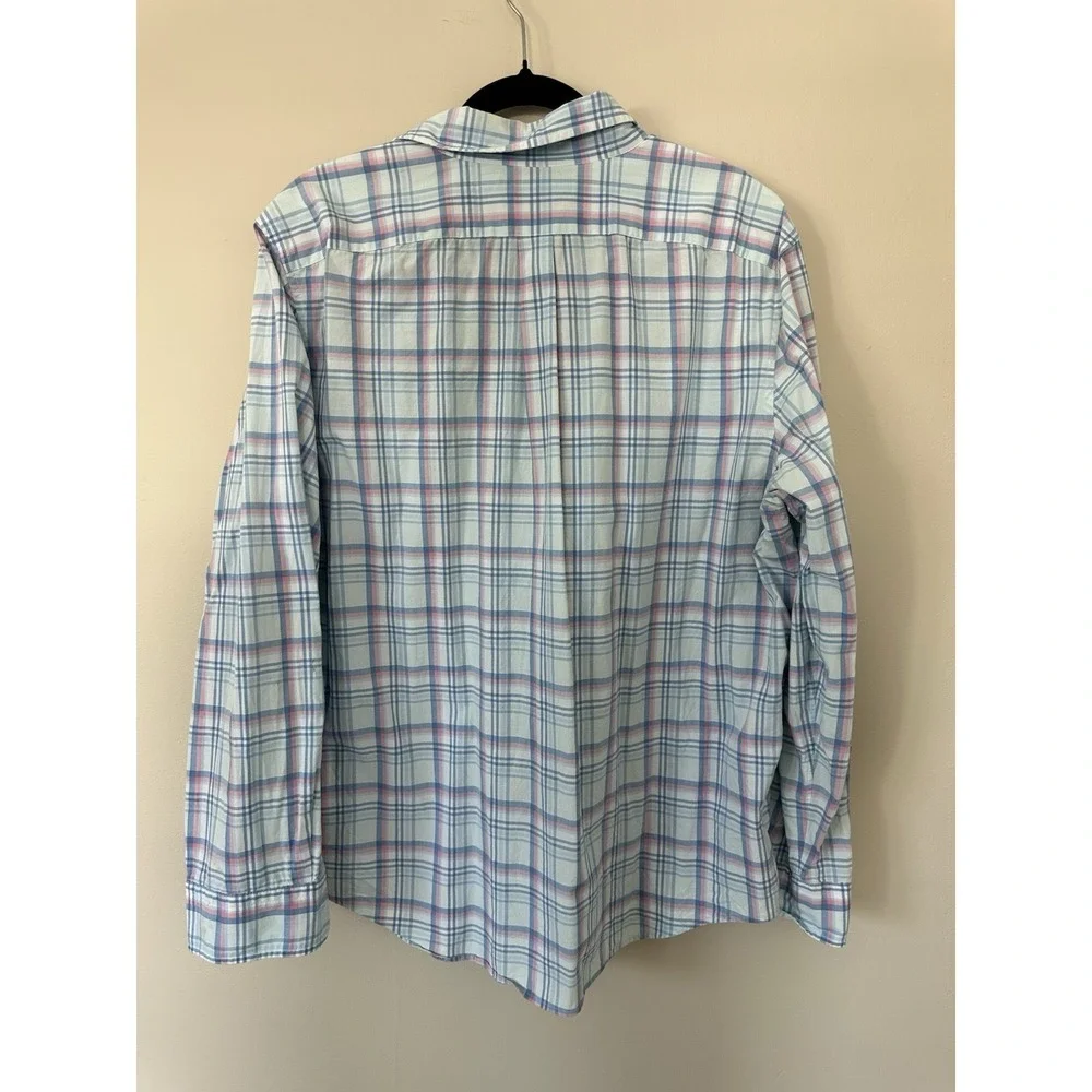 Vineyard Vines Shirt Men XL Slim Fit Tucker Blue Pink Plaid Button Down